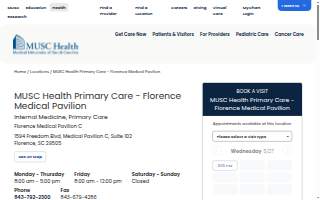 MUSC Health Primary Care - Florence Medical Pavilion website