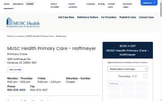 MUSC Health Primary Care - Hoffmeyer website