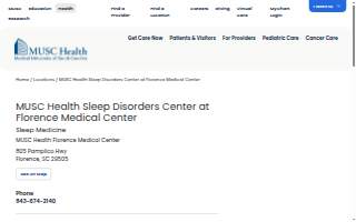 MUSC Health Sleep Disorders Center at Florence Medical Center website