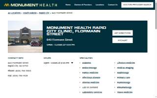 Monument Health Rapid City Clinic, Flormann Street website