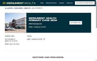 Monument Health Primary Care NOW website