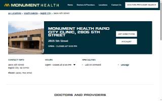 Monument Health Rapid City Clinic, 2805 5th Street website