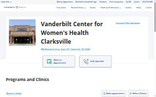 Vanderbilt Center for Women's Health Clarksville website