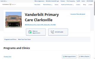 Vanderbilt Primary Care Clarksville website