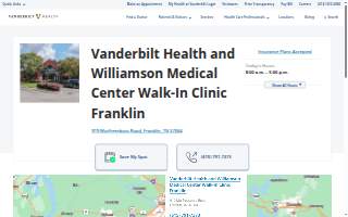 Vanderbilt Health and Williamson Medical Center Walk-In Clinic Franklin website