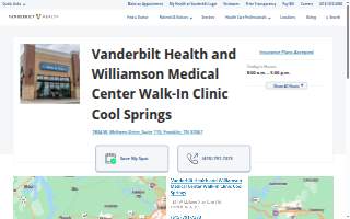 Vanderbilt Health and Williamson Medical Center Walk-In Clinic Cool Springs website