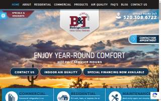 B & J Refrigeration Inc. - Heating and Cooling website