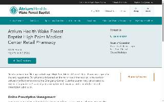 Atrium Health Wake Forest Baptist High Point Medical Center Retail Pharmacy website