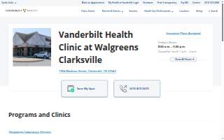 Vanderbilt Health Clinic at Walgreens Clarksville website
