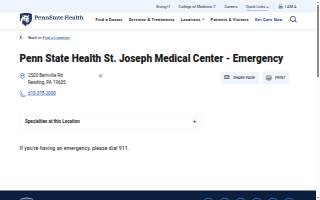 Penn State Health St. Joseph Medical Center - Emergency website