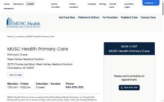 MUSC Health Primary Care of Charleston website