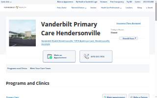 Vanderbilt Primary Care Hendersonville website