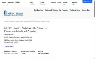 MUSC Health Telehealth Clinic at Florence Medical Center website