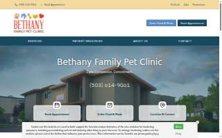 Bethany Family Pet Clinic website