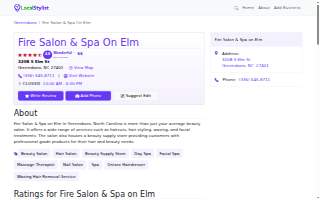 Fire Salon & Spa on Elm website