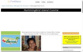 Hummingbird Island Cuisine website