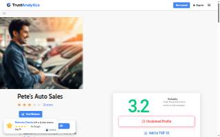 Pete's Auto Sales website