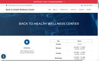 Back to Health Wellness Center website