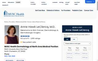 MUSC Health Dermatology: Le Clercq Anne H MD website
