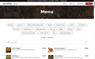 Spice Kitchen Thornton website