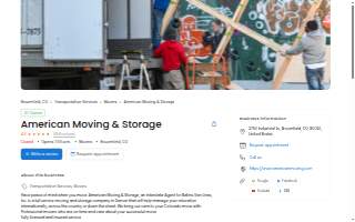 American Moving & Storage website