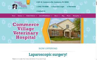 Commerce Village Veterinary Hospital website