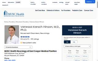 Vanessa Karsch Hinson, MD, PhD of Charleston website