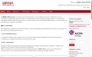 MANA CPA Services website