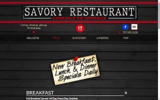 Savory Restaurant website