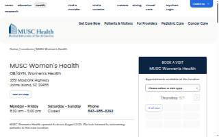 MUSC Women's Health of Johns Island website