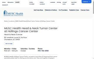 MUSC Health Head & Neck Tumor Center at Hollings Cancer Center website