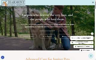Harmony Animal Hospital website