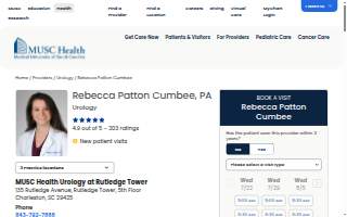 Rebecca Patton Cumbee, PA of Mt Pleasant website