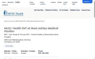 MUSC Health ENT at West Ashley Medical Pavilion website