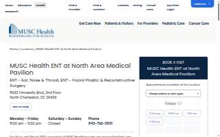 MUSC Health ENT at North Area Medical Pavilion website