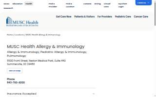 MUSC Health Allergy & Immunology website