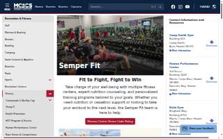 Kaneohe Bay Semper Fit Centers website