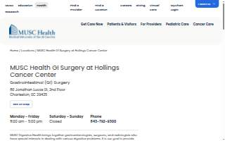 MUSC Health GI Surgery at Hollings Cancer Center website
