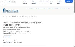 MUSC Children's Health Audiology at Rutledge Tower website