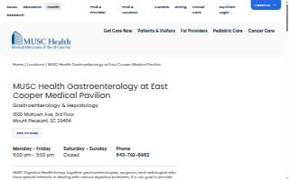 MUSC Health Gastroenterology at East Cooper Medical Pavilion website