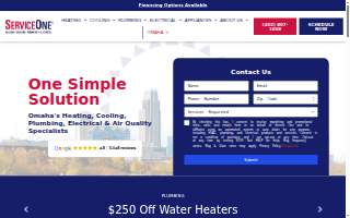 ServiceOne Heating, Cooling, Plumbing, and Electrical of Dubuque website