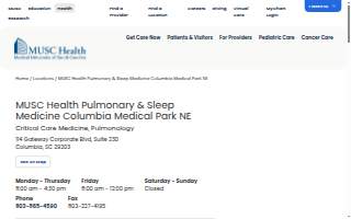 MUSC Health Pulmonary & Sleep Medicine Columbia Medical Park NE website