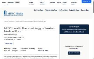 MUSC Health Rheumatology at Nexton Medical Park website