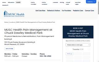 MUSC Health Pain Management at Chuck Dawley Medical Park website