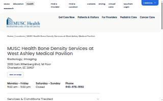 MUSC Health Bone Density Services at West Ashley Medical Pavilion website