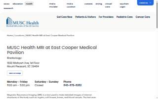 MUSC Health MRI at East Cooper Medical Pavilion website