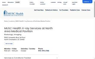MUSC Health X-ray Services at North Area Medical Pavilion website