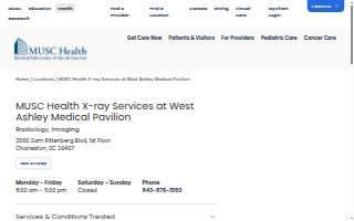 MUSC Health X-ray Services at West Ashley Medical Pavilion website
