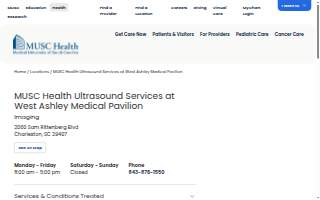 MUSC Health Ultrasound Services at West Ashley Medical Pavilion website