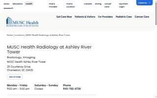 MUSC Health Radiology at Ashley River Tower website